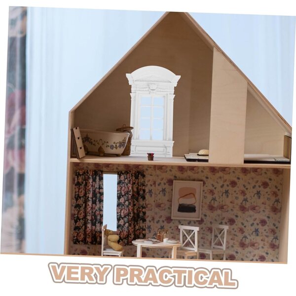 Finestra in plastica per casa delle bambole con colonne romane - Set completo DIY miniatura