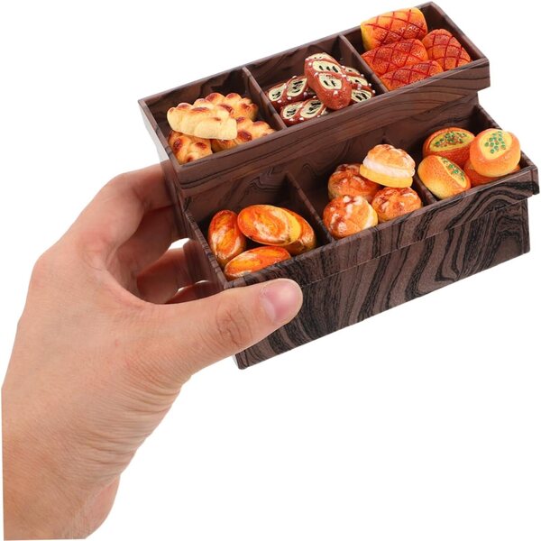 STOBAZA Miniatur-Brotschrank mit realistischen Brotmodellen für Puppenhäuser und Sammlungen