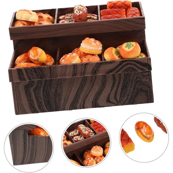 STOBAZA Miniatur-Brotschrank mit realistischen Brotmodellen für Puppenhäuser und Sammlungen
