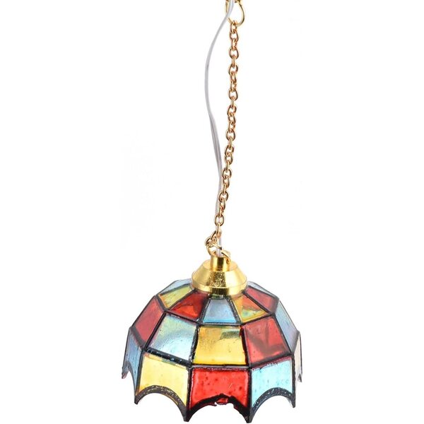 Lampadario LED Colorato per Casa delle Bambole 1:12 con Paralume Oro 24K
