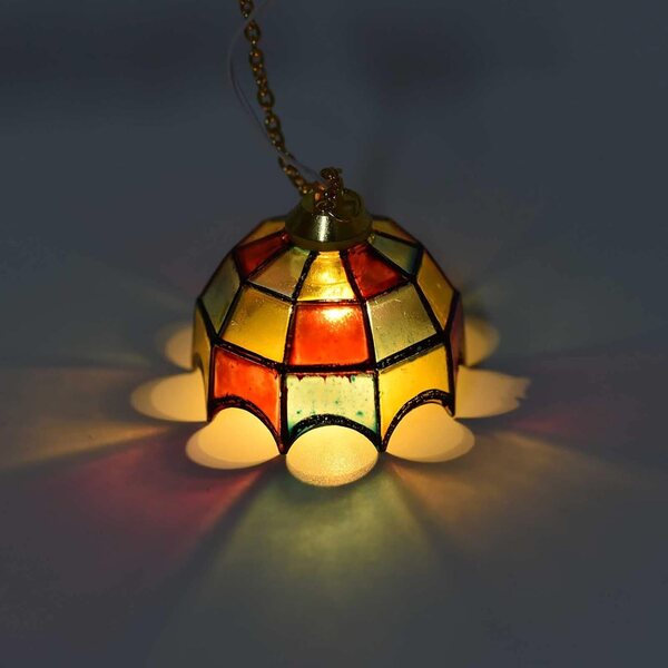 Lampadario LED Colorato per Casa delle Bambole 1:12 con Paralume Oro 24K