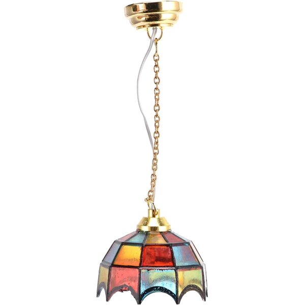 Lampadario LED Colorato per Casa delle Bambole 1:12 con Paralume Oro 24K
