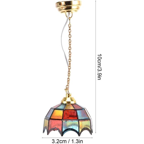 Lampadario LED Colorato per Casa delle Bambole 1:12 con Paralume Oro 24K