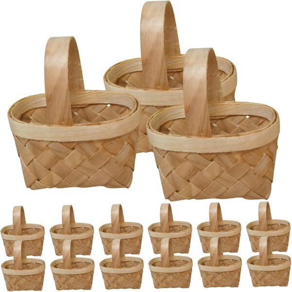 Mini-Holzkorb mit Griff 15 cm für Picknicks und Puppenhausdekorationen