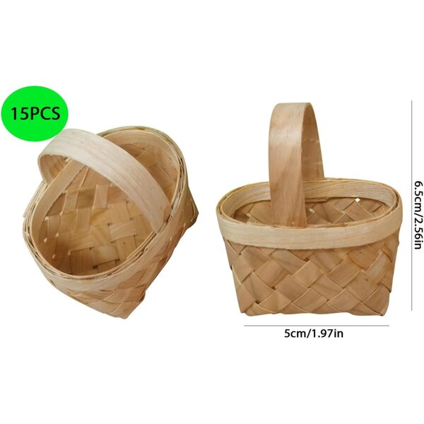 Mini-Holzkorb mit Griff 15 cm für Picknicks und Puppenhausdekorationen