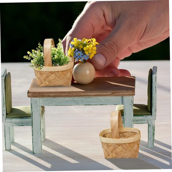 Mini-Holzkorb mit Griff 15 cm für Picknicks und Puppenhausdekorationen