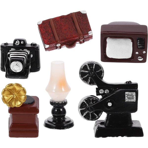 STOBAZA miniatura vintage per casa delle bambole con televisore e grammofono