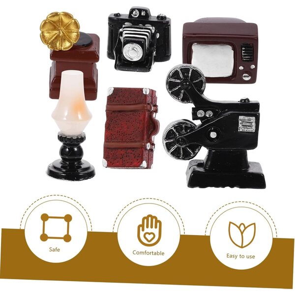 STOBAZA miniatura vintage per casa delle bambole con televisore e grammofono