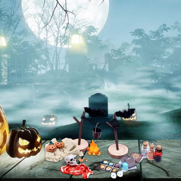 Set Miniature Halloween per Case delle Bambole 27 Pezzi - Accessori Grusesti in ABS