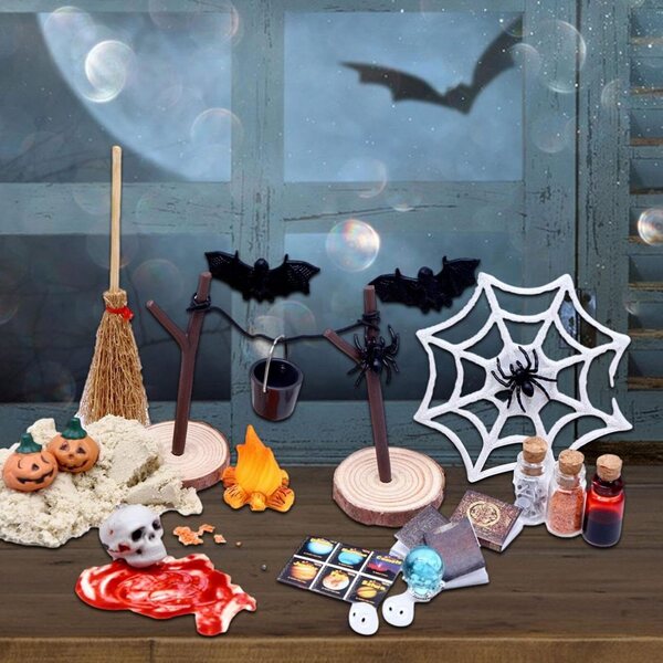 Set Miniature Halloween per Case delle Bambole 27 Pezzi - Accessori Grusesti in ABS