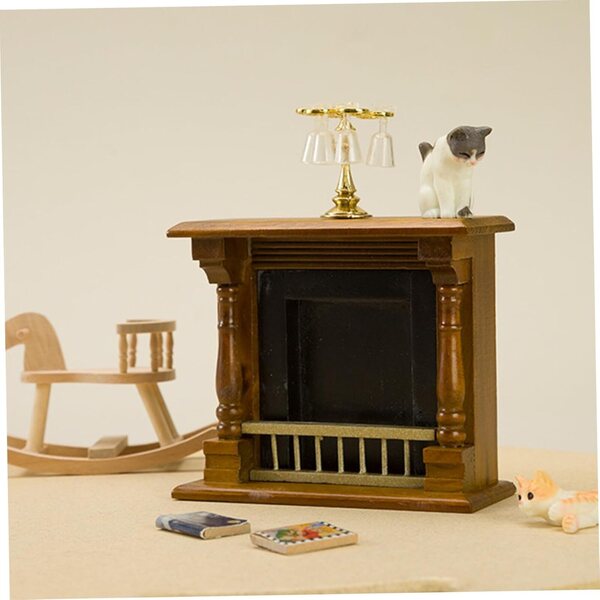 Kamin für Vintage-Puppenhaus 1:12 aus weißem Holz – dekorative Miniatur