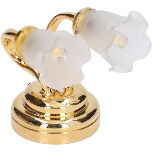 Lampada da Parete Miniatura 1:12 LED Casa delle Bambole Doppia Testa Metallo e Vetro