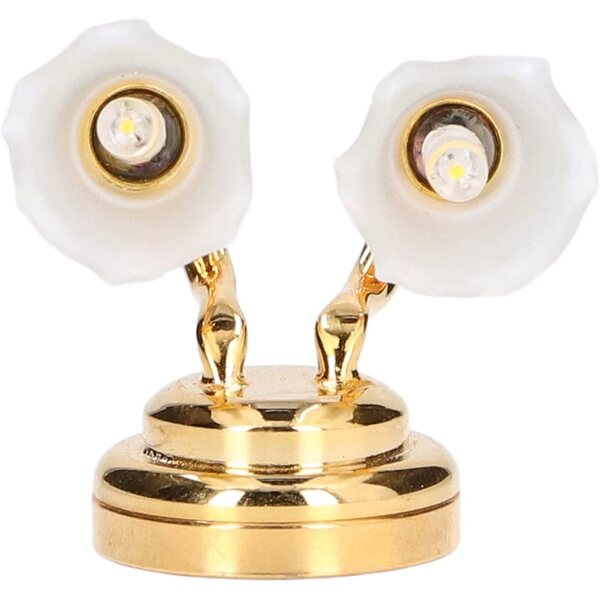 Lampada da Parete Miniatura 1:12 LED Casa delle Bambole Doppia Testa Metallo e Vetro
