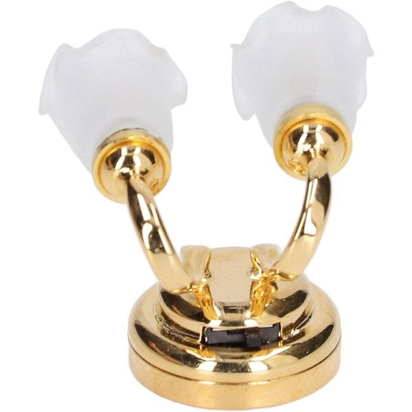 Lampada da Parete Miniatura 1:12 LED Casa delle Bambole Doppia Testa Metallo e Vetro