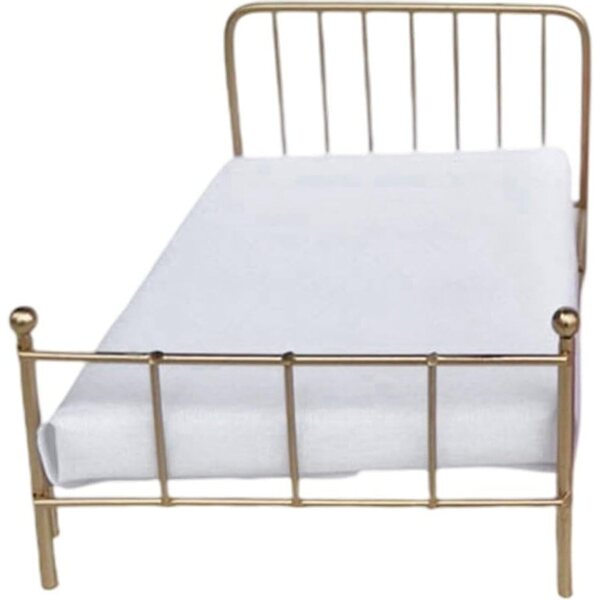 1:12 Metallbett für Puppenhaus, Mini-Einzelbett für Puppen, Schlafzimmerzubehör