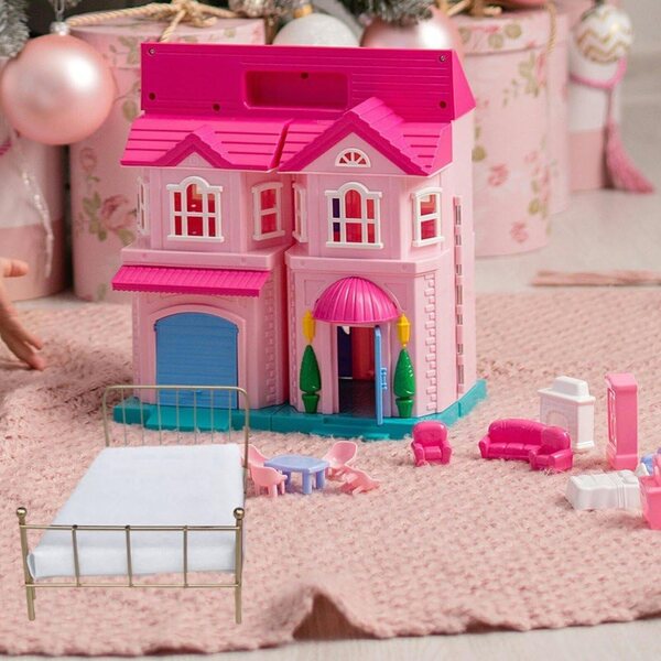 1:12 Metallbett für Puppenhaus, Mini-Einzelbett für Puppen, Schlafzimmerzubehör