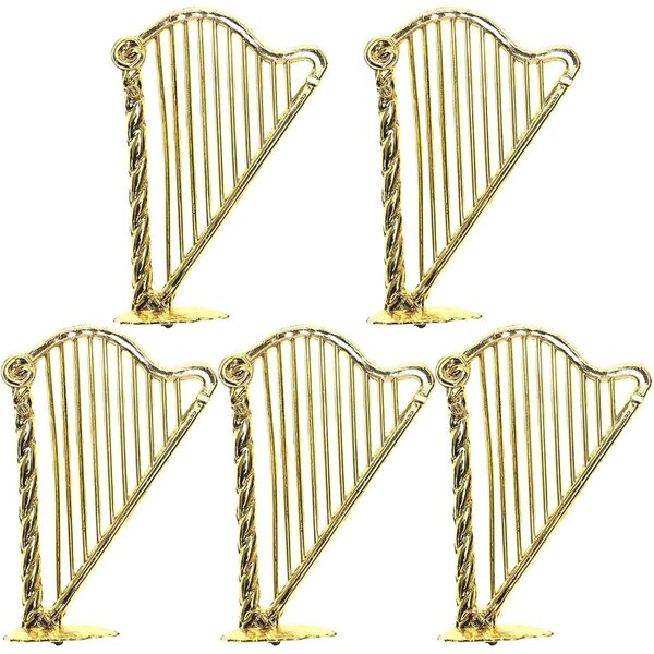 Set mit 5 kleinen Miniaturharfen im Maßstab 1:12 für Weihnachtsdekorationen und zum Sammeln