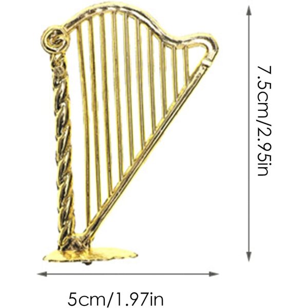 Set di 5 Piccole Arpe Miniatura 1:12 per Decorazioni Natalizie e Collezionismo