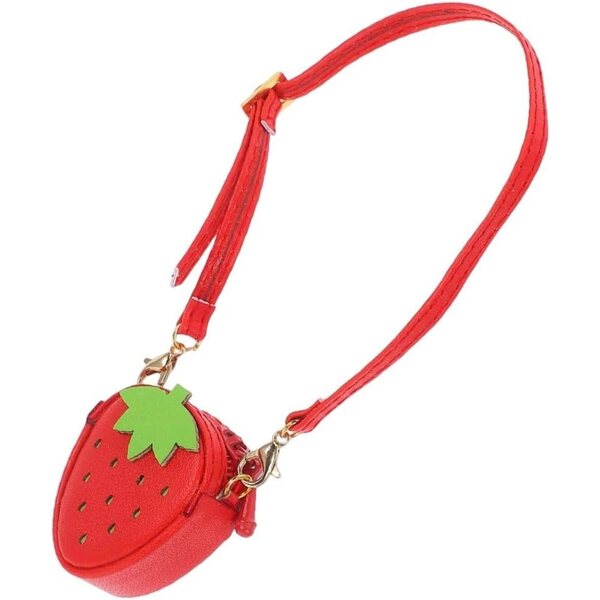 Mini borsa a tracolla kawaii a forma di fragola per casa delle bambole e pupazzi