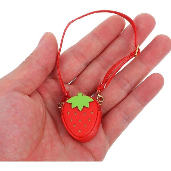 Mini borsa a tracolla kawaii a forma di fragola per casa delle bambole e pupazzi