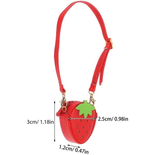 Mini borsa a tracolla kawaii a forma di fragola per casa delle bambole e pupazzi