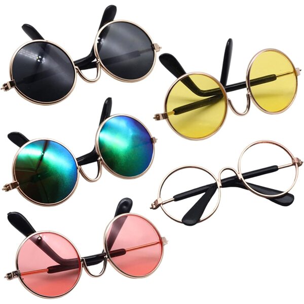 5 Paia Occhiali Retro in Metallo Mini per Bambole, Cosplay e Decorazioni DIY