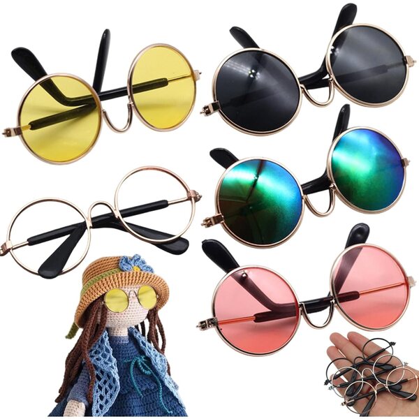 5 Paia Occhiali Retro in Metallo Mini per Bambole, Cosplay e Decorazioni DIY