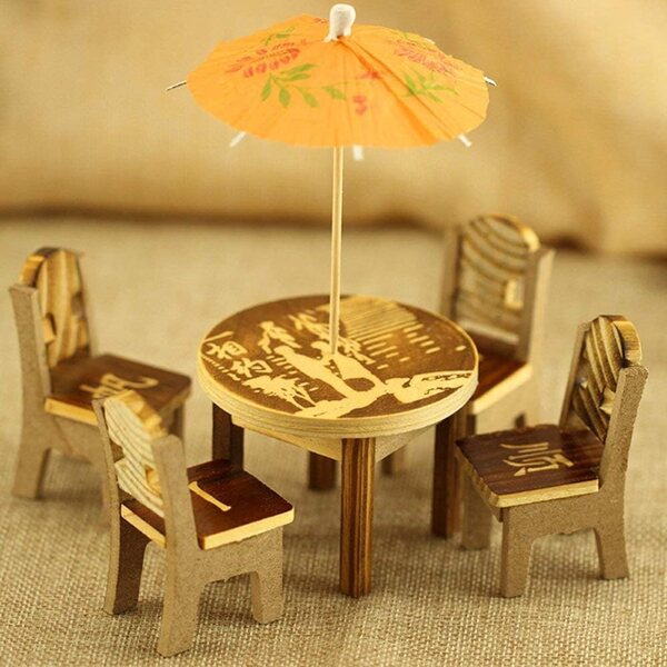 Set 6 Miniature Ornamenti in Legno per Giardino e Casa, Decorazioni e Regali Ecologici