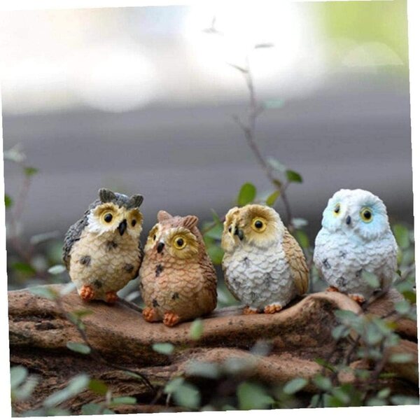 Miniatur-Eule aus Kunstharz für Garten- und Puppenhausdekorationen