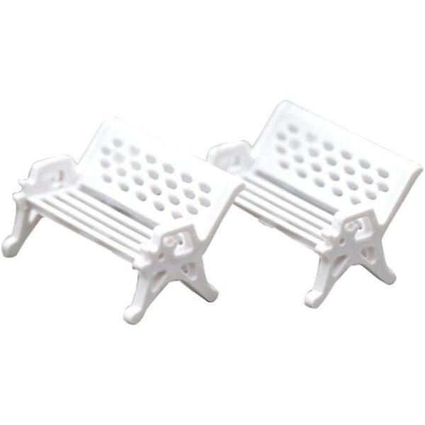 Set 2 Miniature Panchine Bianche per Giardino e Decorazioni Miniature 3x1,5 cm