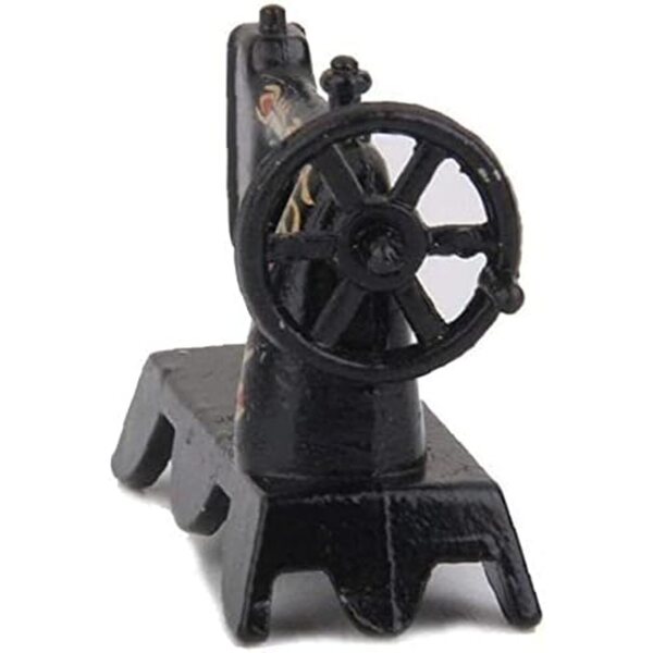 Mini macchina da cucire in lega per casa delle bambole 1:6 e 1:12, decorazione vintage nera