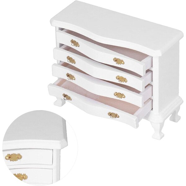 Comodino in legno miniatura 1:12 per casa delle bambole - decorazione realistica