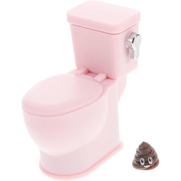 Puppenhaus-Miniaturtoilette aus rosa Kunststoff mit realistischen Geräuschen
