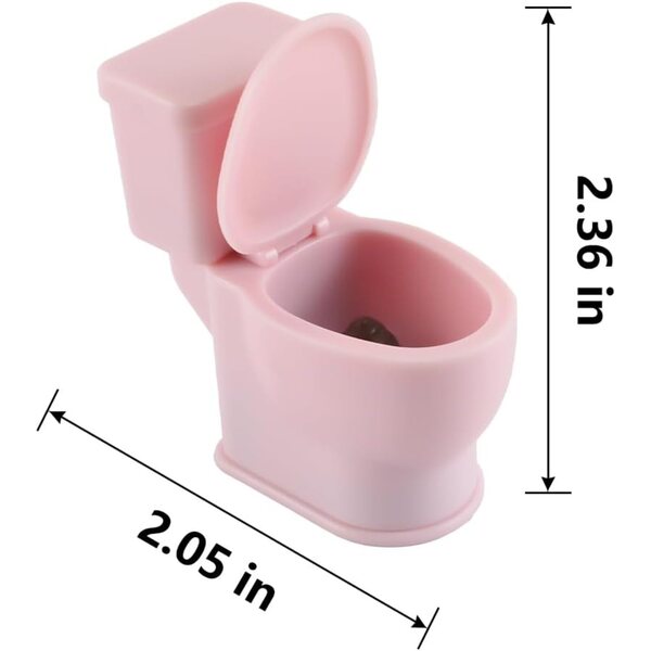 Puppenhaus-Miniaturtoilette aus rosa Kunststoff mit realistischen Geräuschen