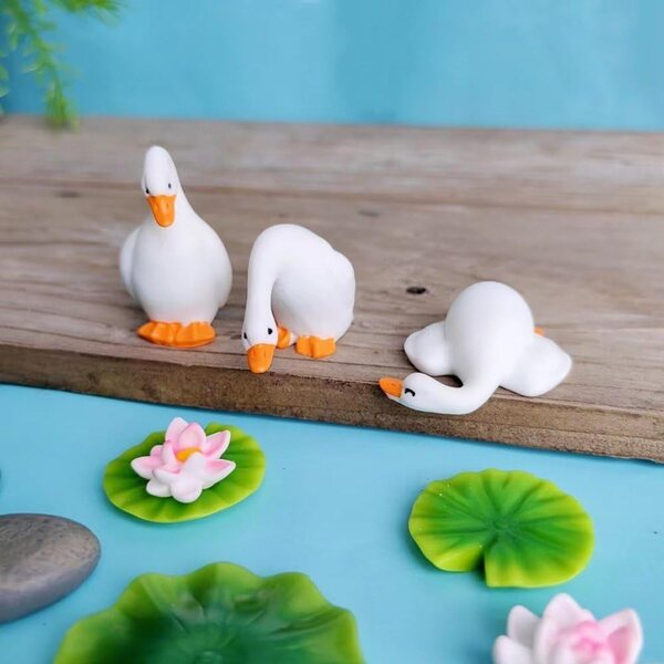 Set mit 6 Miniatur-Gans-Figuren aus Harz, Gartendekorationen und Miniaturen 5x5 cm