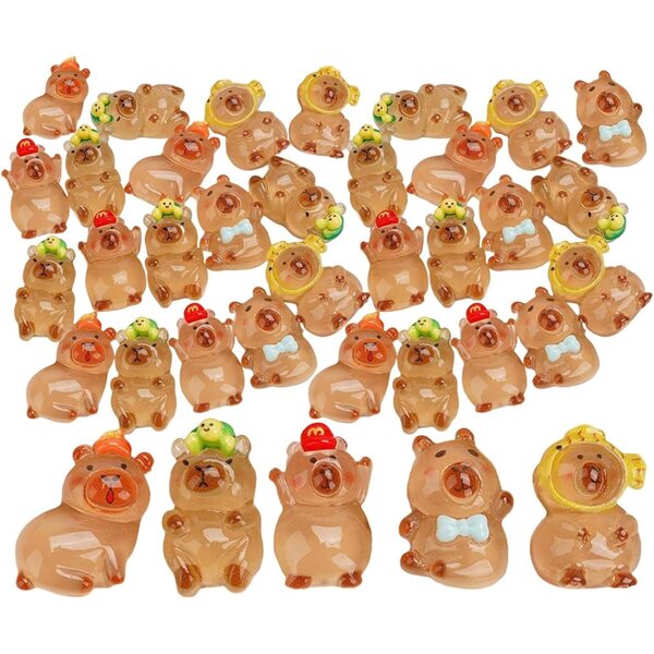 Set mit 50 Capybara-Miniaturen mit Leuchteffekt für Schreibtisch- und Heimdekoration