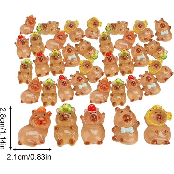 Set mit 50 Capybara-Miniaturen mit Leuchteffekt für Schreibtisch- und Heimdekoration