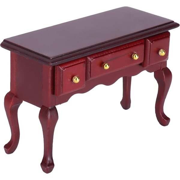 Mini Tavolo in Legno per Casa delle Bambole 1/12 con 3 Cassetti, Decorazione Retrò