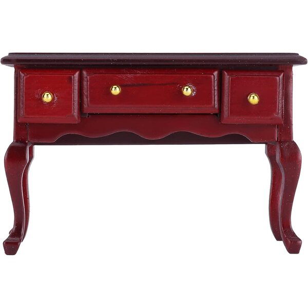 Mini Tavolo in Legno per Casa delle Bambole 1/12 con 3 Cassetti, Decorazione Retrò