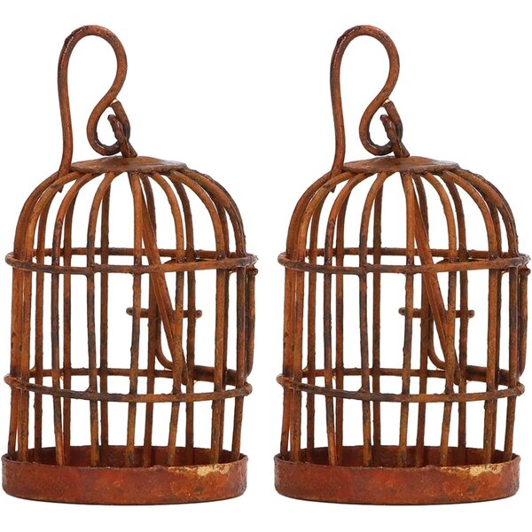 Set 2 Gabbie in Ferro Simulazione Arrugginita per Casa delle Bambole Scala 1:12