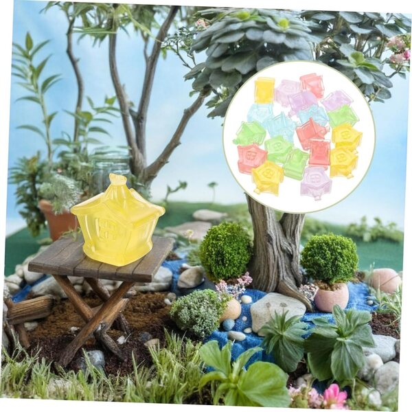 STOBAZA 20 Miniature Carrozze Luminescenti in Resina per Decorazioni Giardino e Terrari