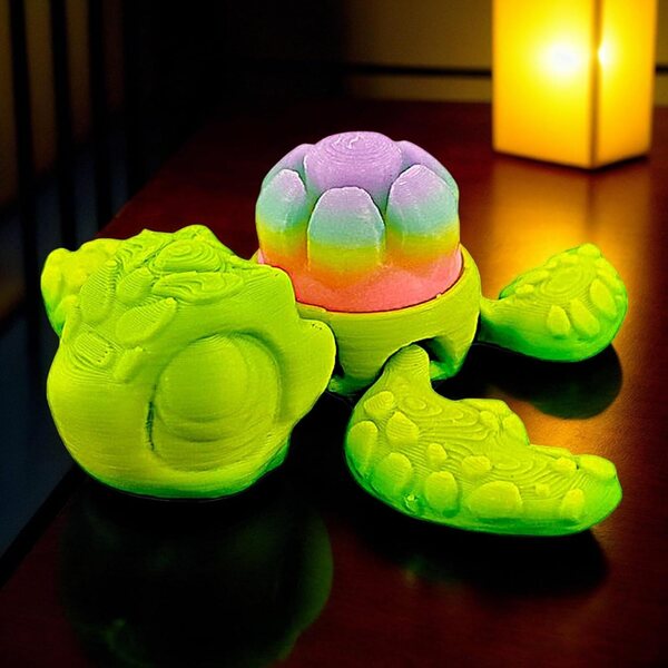 Figurina Tartaruga 3D Stampata Luminosa - Decorazione Artistica e Sicura