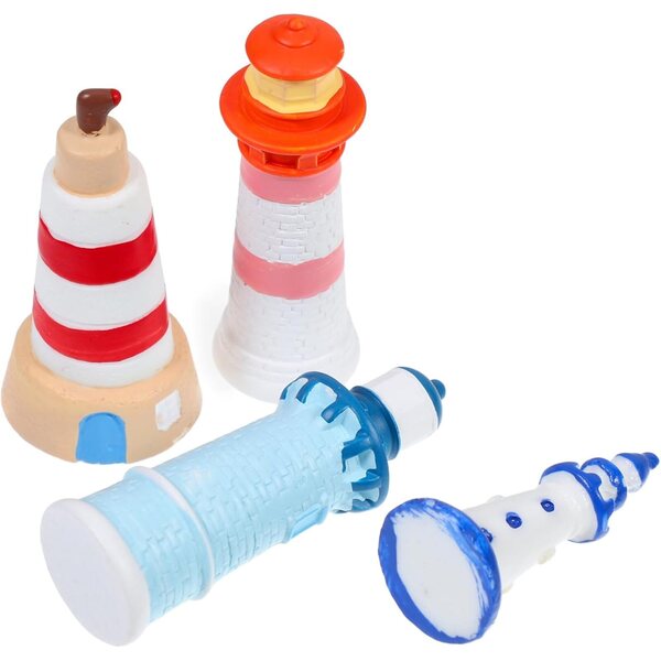 Set di 4 mini figure faro in resina di micro paesaggio e giardinaggio