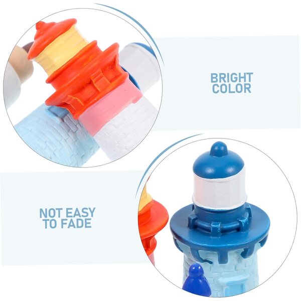 Set di 4 mini figure faro in resina di micro paesaggio e giardinaggio