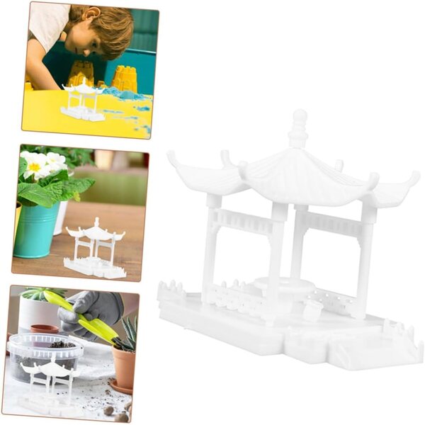 Mini Pavillon in ABS per Decorazione Giardino e Interni - Ornamento Bianco Elegante