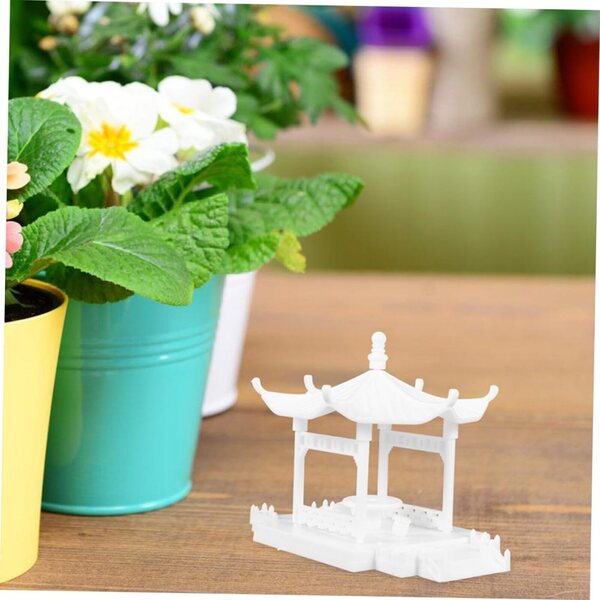 Mini Pavillon in ABS per Decorazione Giardino e Interni - Ornamento Bianco Elegante