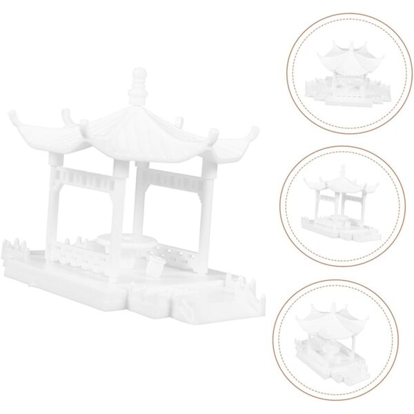 Mini Pavillon in ABS per Decorazione Giardino e Interni - Ornamento Bianco Elegante