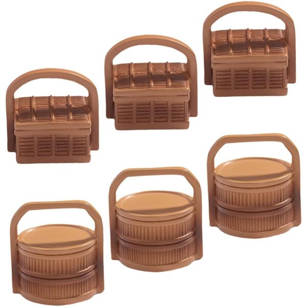 Set 6 Mini Cesti Bambù in Resina per Decorazioni Micro Paesaggi e Case delle Bambole