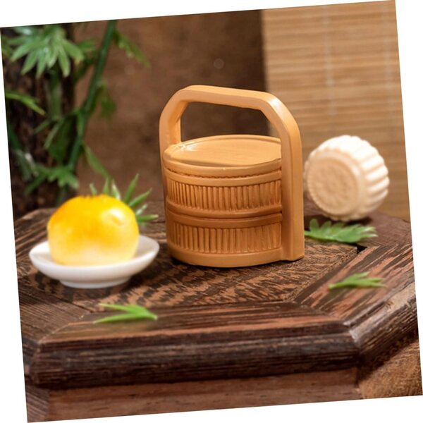 Set 6 Mini Cesti Bambù in Resina per Decorazioni Micro Paesaggi e Case delle Bambole