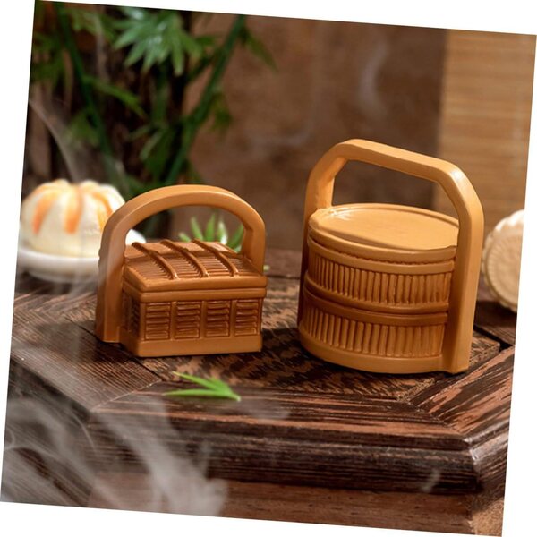 Set 6 Mini Cesti Bambù in Resina per Decorazioni Micro Paesaggi e Case delle Bambole